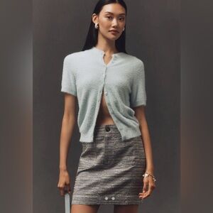 Maeve Anthropologie Colette skirt in blue sparkle tweed